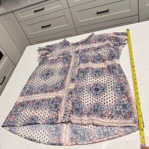 Dylan Woman's Sheer Button-Up Blouse Large